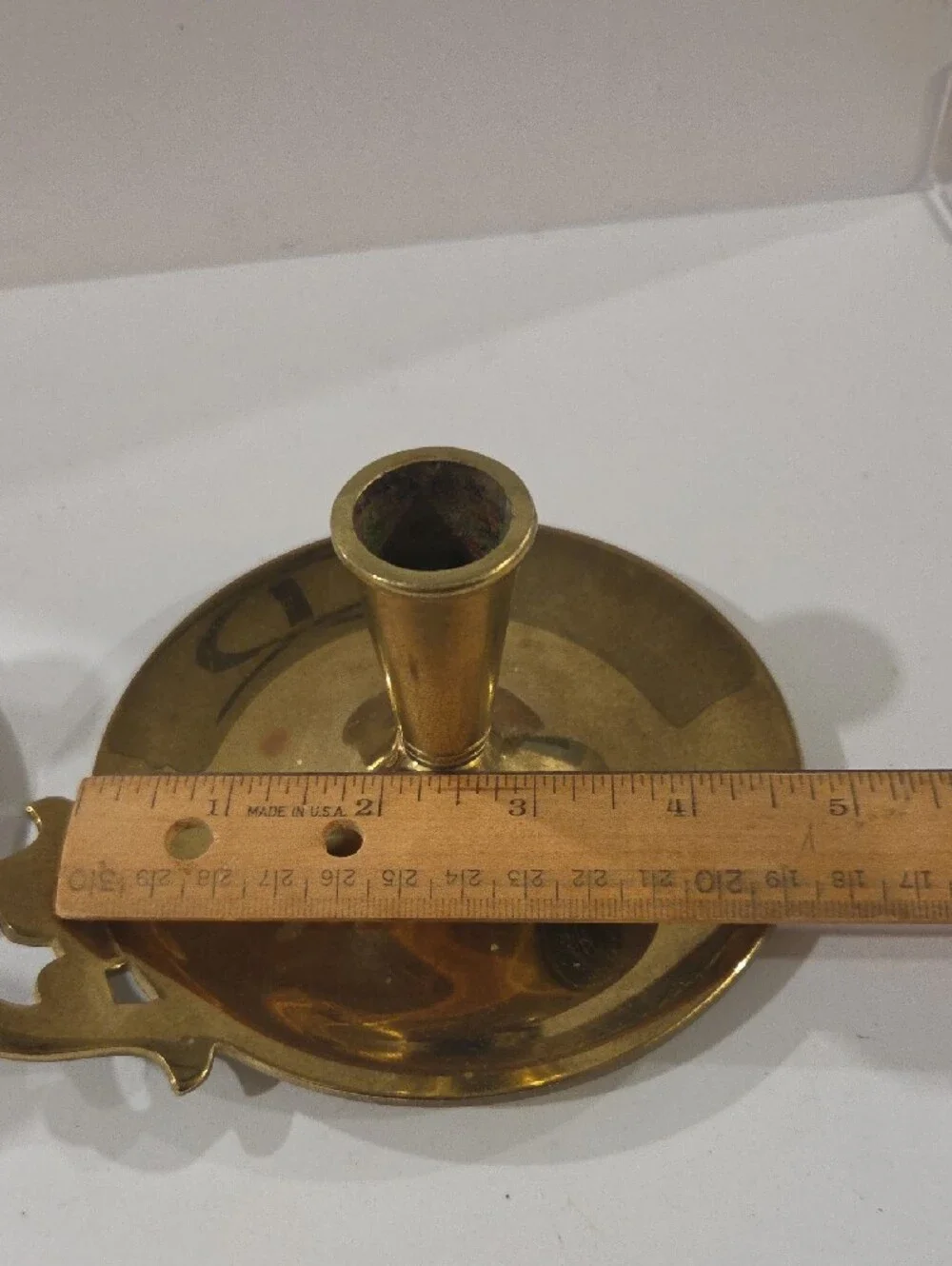 Solid Brass Bedside Chamberstick Candle Holders - Pair